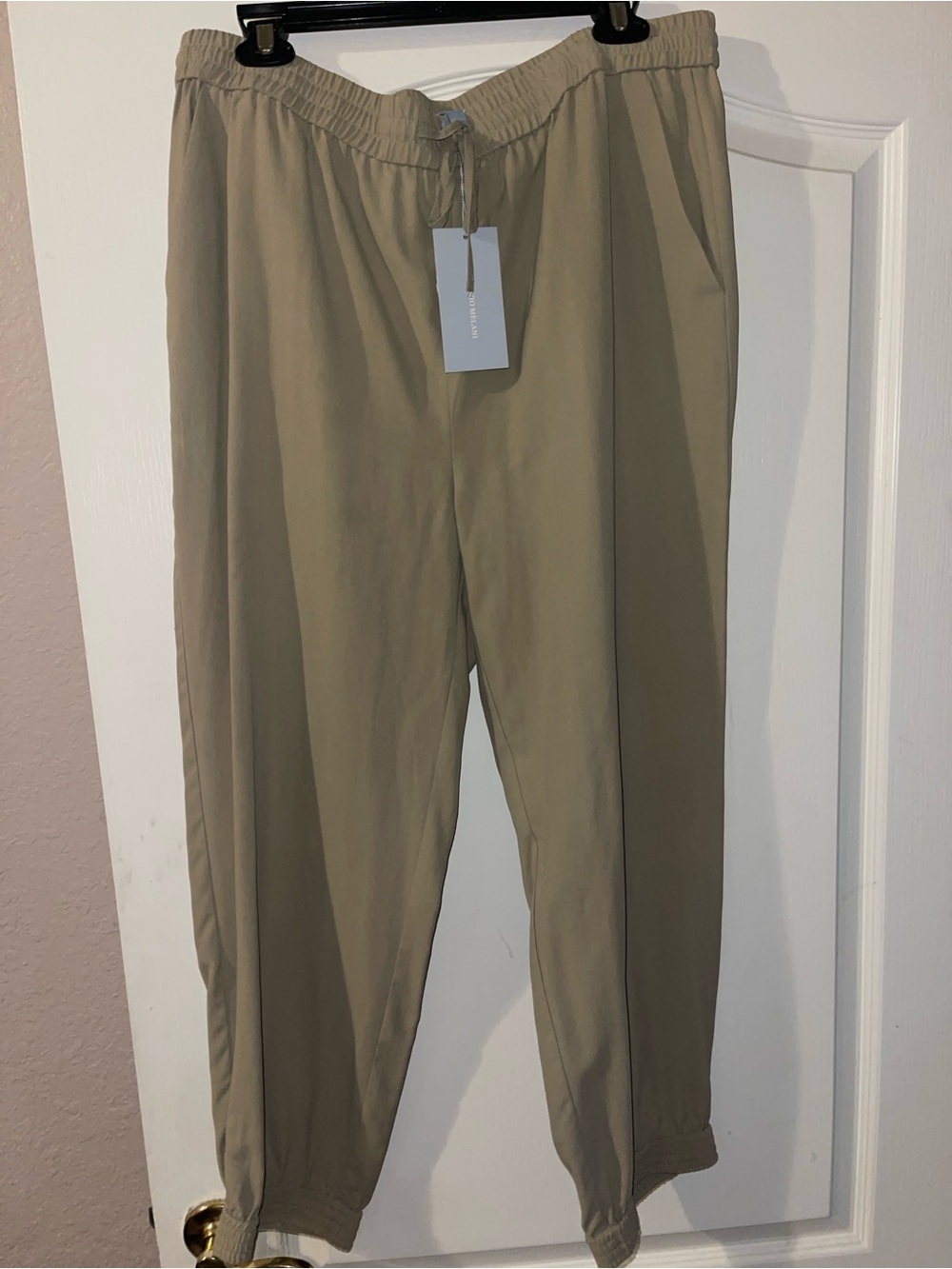 ANTONIO MELANI Cropped Drawstring Ankle Pants in Khaki